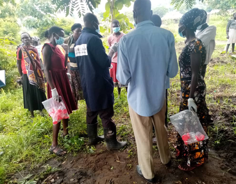 TB sample collection at the Food Distribution point in Ibakwe-Palorinya Refugee Settlement